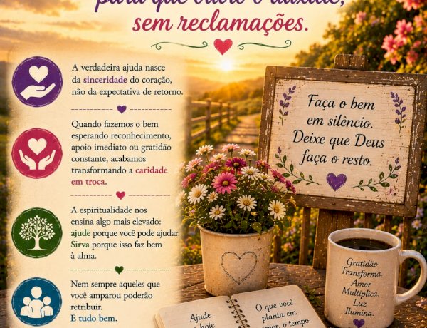 Ajude sem exigência para que outro o auxilie, sem reclamações.
